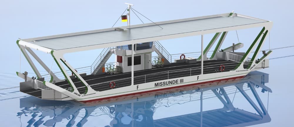 We continue our success story with electric vehicle ferries and deliver the second basic design and tender package for a fully electric car ferry with a capacity of 50t. The project is remarkable because the owner orders his second ferry from Buchloh after a usage of 25 years of the first ferry from 1995